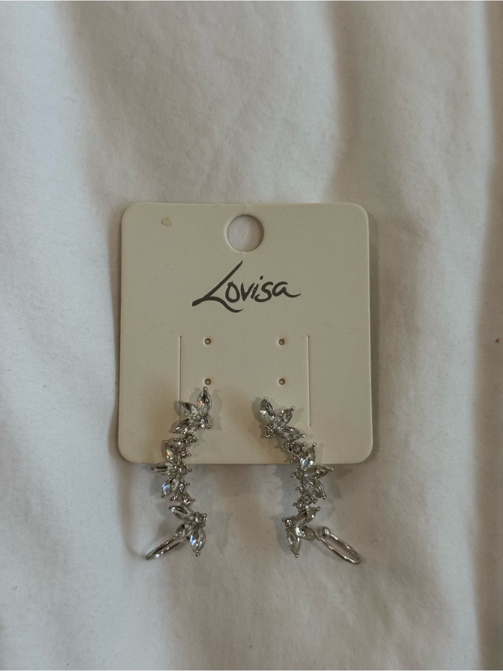 Lovisa Silver Crystal Leaf Drop Earrings